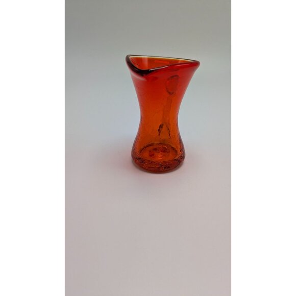 Vintage Art Glass Miniature Pitcher Crackle Finish Yellow Handle - Picture 4 of 8